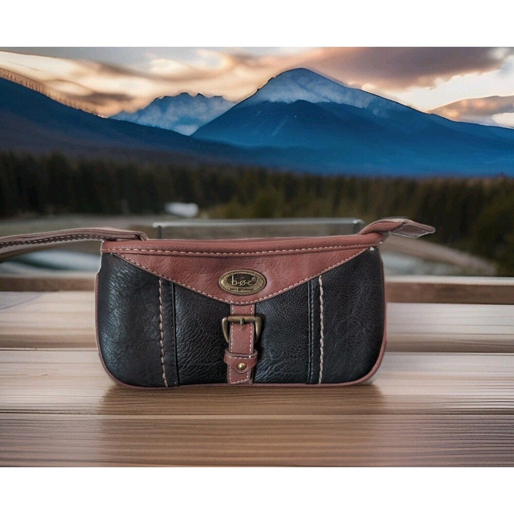 BOC BLACK and BROWN WRISTLET VEGAN LEATHER WALLET EUC